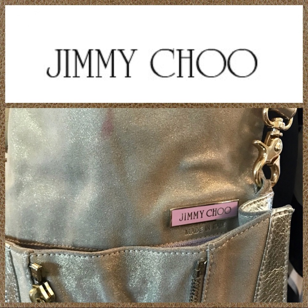 ♦️90%OFF! JIMMY CHOO Metallic Gold SNAKE/LEATHER EXPANDABLE CLUTCH